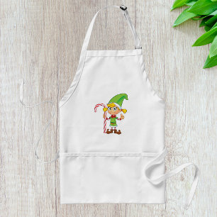 Delantal Elf Chica Con Candy Cane