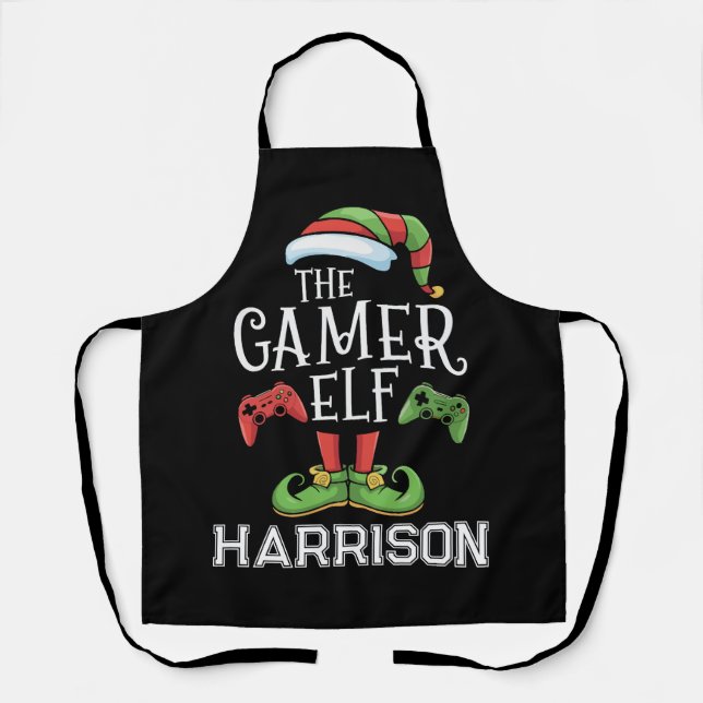 Delantal Elfo de videojuegos personalizado para jugadores e (Anverso)
