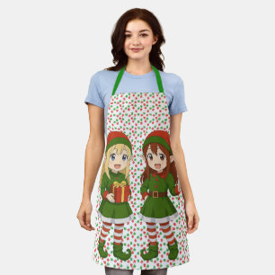 Delantal Elfos de Navidad de anime lindos