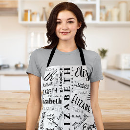 Delantal Elizabeth Black White Custom Name