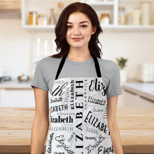 Delantal Elizabeth Black White Custom Name