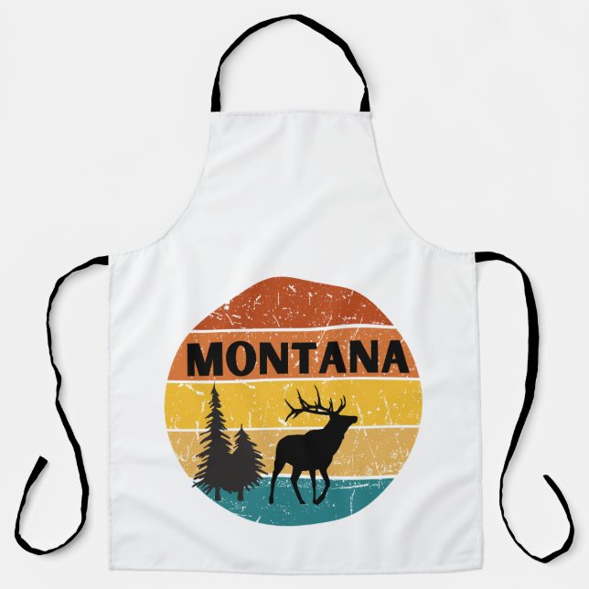 Delantal Elk en las montañas Montana. Extranjeros, Hunter (Anverso)