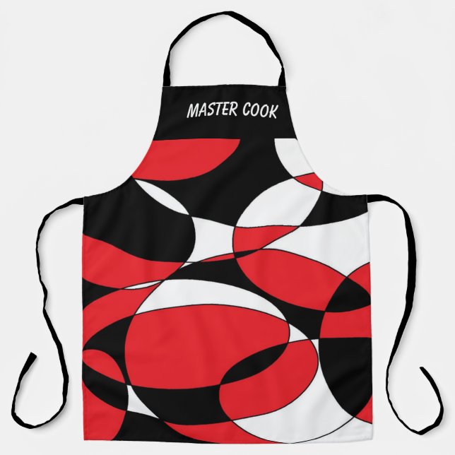 Delantal Ellipticals negro, blanco y rojo (Anverso)