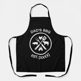 Delantal Emblema de BBQ de Papá con Año de Fundación