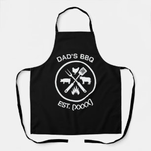 Delantal Emblema de BBQ de Papá con Año de Fundación