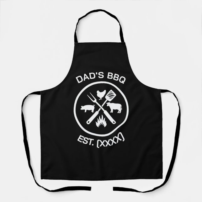 Delantal Emblema de BBQ de Papá con Año de Fundación (Anverso)