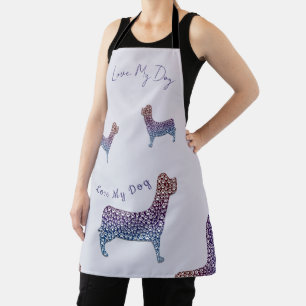 Delantal Embossed Indigo Gradient Paw Print Dog Outline