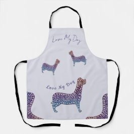 Delantal Embossed Indigo Gradient Paw Print Dog Outline