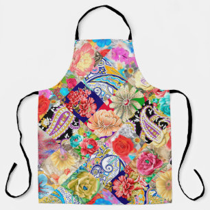 Delantal Embroiderado patrón sin fisuras con hermosas flore