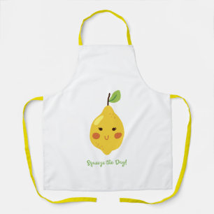 Delantal Emoji de Limón Punny Squeeze the Day