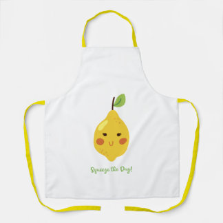Delantal Emoji de Limón Punny Squeeze the Day