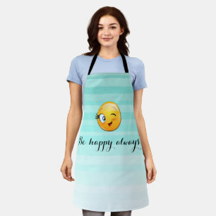 Delantal Emoji Winking Face-Be feliz siempre Apron