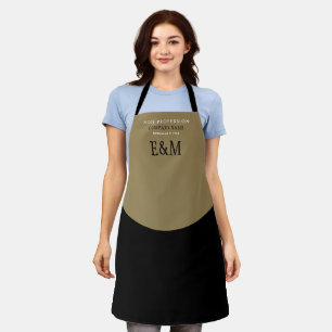Delantal Empresa de diseño de iniciales curvas modernas