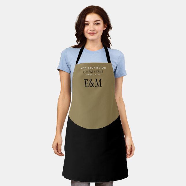 Delantal Empresa de diseño de iniciales curvas modernas (Gastado)
