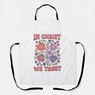 Delantal En Cristo Confiamos Diseño Floral Cristiano Vector