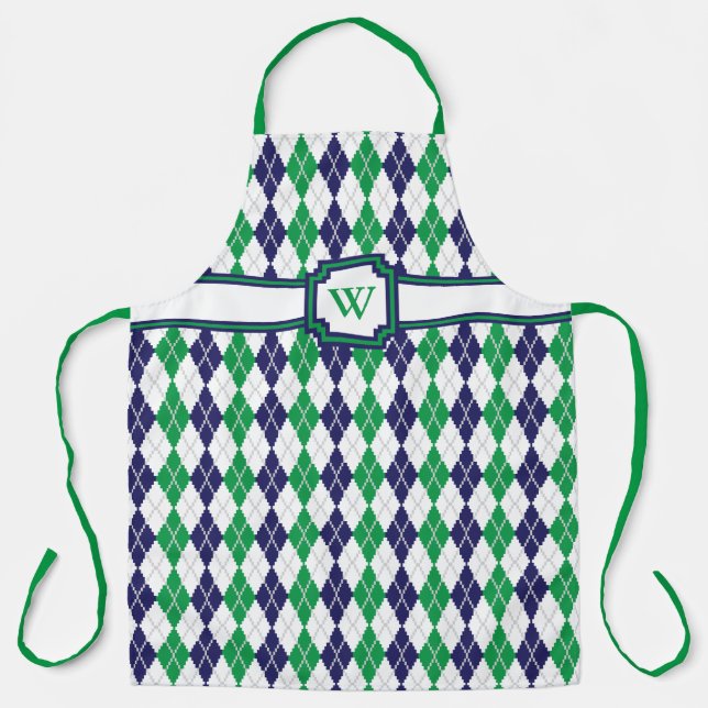 Delantal En el Green Argyle All-Over Print Apron (Anverso)