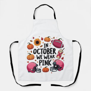 Delantal En octubre usamos fútbol de cáncer de mama rosado