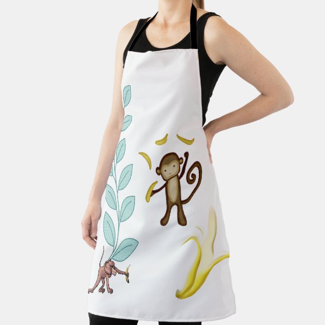 Delantal En todo el mundo los monos apron hojas de plátanos (in situ)