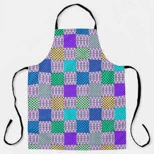 Delantal En tonos oscuros multicolores, geométricos retro