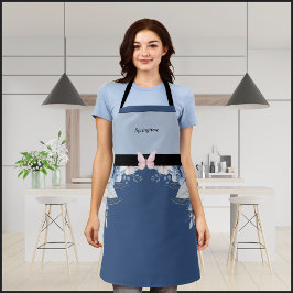 Delantal Encantador de Floral Azul para el Día de
