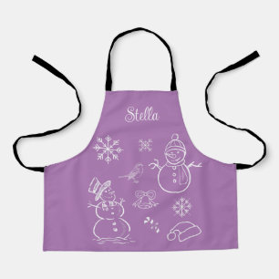 Delantal Encantador muñeco de nieve de dibujos animados cop