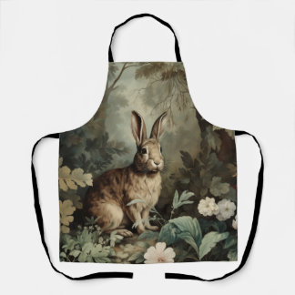 Delantal Encantadora liebre antigua en un bosque exuberante
