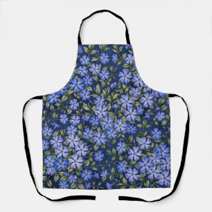Delantal Encantadoras Flores de Vinca Dispersas Azul Profun