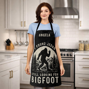 Delantal Encontré a Jesús, sigo buscando a Bigfoot Sasquatc