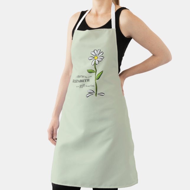 Delantal Enfermera Cumpleaños Religiosa Verde Daisy Persona (in situ)