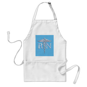 Delantal Enfermera inscrita RN Silver Como Caduceus Baby Bl
