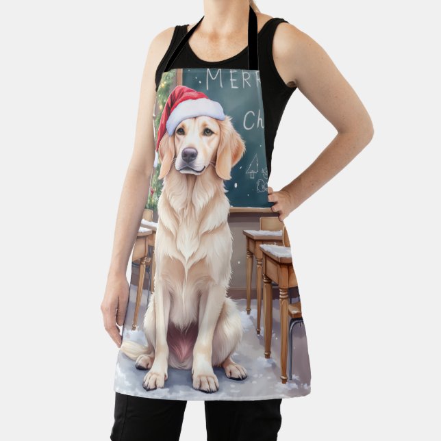 Delantal English Setter Cozy Classroom Teacher Santa (in situ)