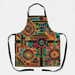 Delantal Enigmático Cian "Sueño Azteca" Cocina Apron
