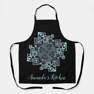 Delantal Enredo de la línea texturizada en blanco y negro p