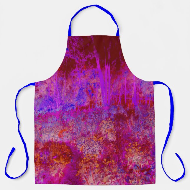 Delantal Entorno impresionista Trippy Red y Magenta (Anverso)