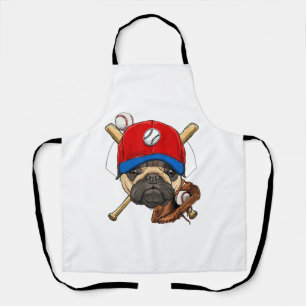 Delantal Entrenador del equipo de béisbol Pug Dog Lover Pug