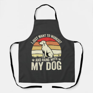 Delantal Entrenar con mi perro puesta de sol retro