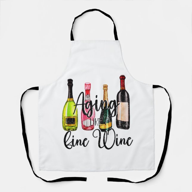 Delantal Envejecer como un buen vino (Anverso)