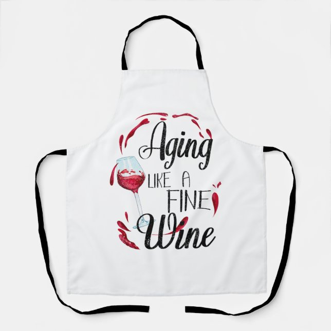 Delantal Envejecer como un buen vino (Anverso)