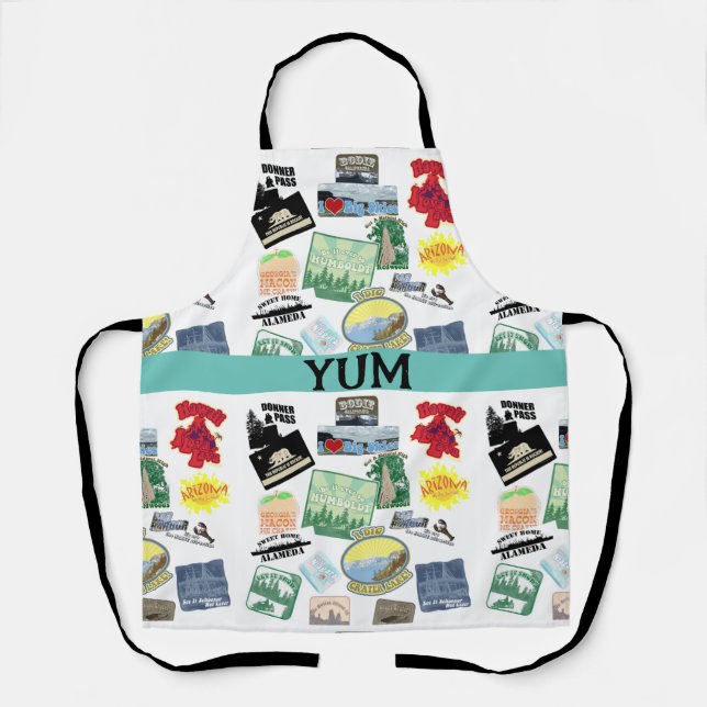 Delantal Epic Travel Logos Collage Design Tourist (Anverso)