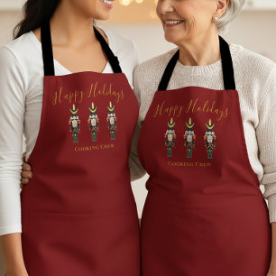 Delantal Equipo de Cocina Felices Fiestas Cascanueces Rojo