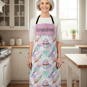 Delantal Equipo de Cupcake Pastel Personalizado de Abuela N