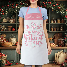 Delantal Equipo de repostería de Navidad Personalizado Rosa