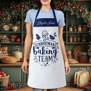 Delantal Equipo de Repostería Navideña Personalizado Azul M