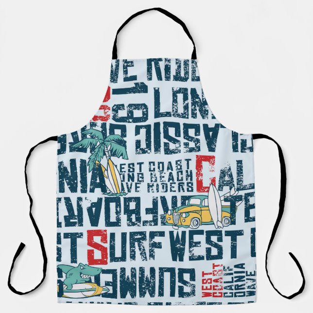 Delantal Equipo de Surf de California: Grunge Seamless Patt (Anverso)