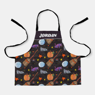 Delantal Eric Carle | Patrón de Halloween negro de oruga