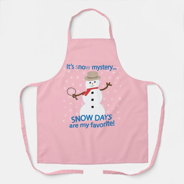 Delantal Es el detective Snowman Pink (Anverso)