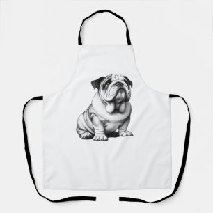 Delantal Esbozo de bulldog blanco y negro adorable