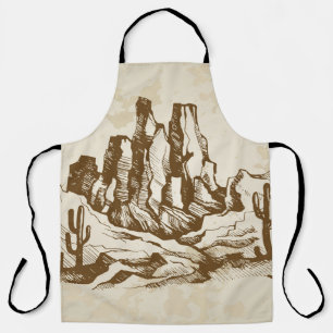 Delantal Esbozo dibujado a mano. Paisaje típico del desiert