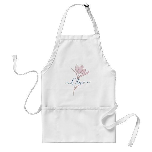 Delantal Esbozo floral acuarela personalizada (Frente)