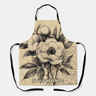 Delantal Esbozo floral rústico con caligrafía - edad (9)